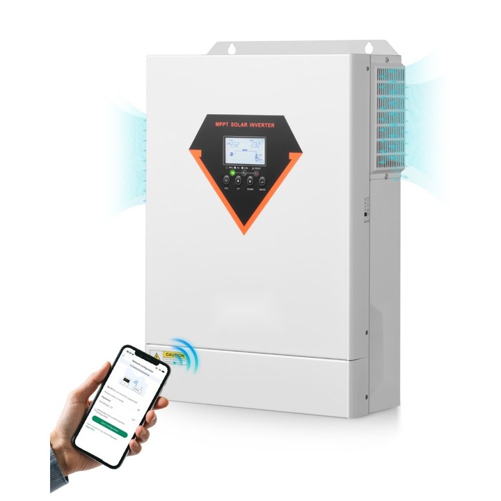 Incarcator Hibrid cu Invertor Solar, 6000W, 220/230V, Control WIFI, Controler MPPT 120A Integrat