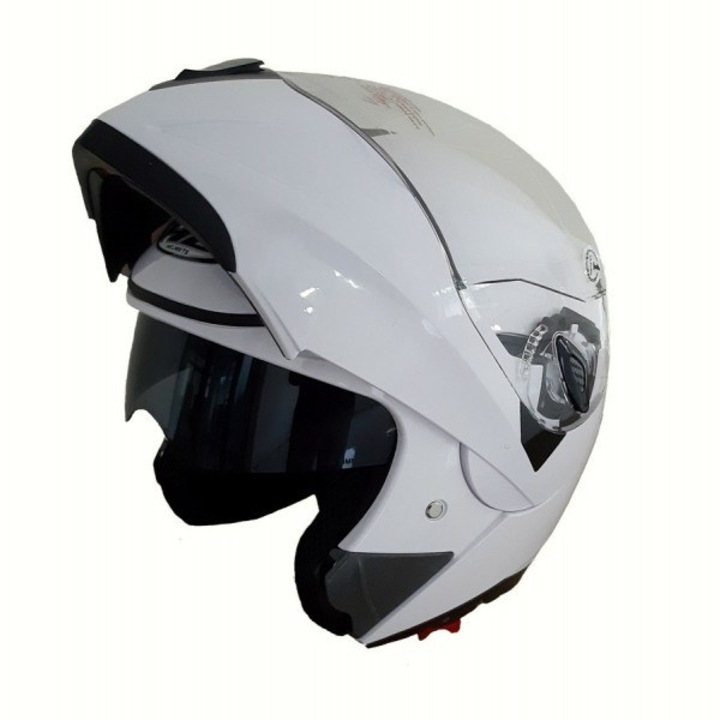 Модуларна каска, Каска за мотор, Скутер, Бял гланц, С вградени очила