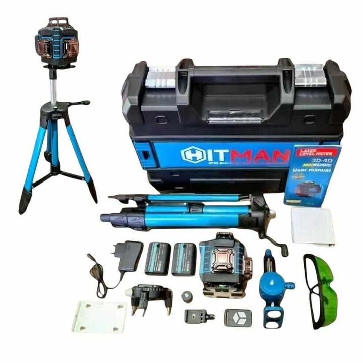 Hitman GLS-2416LD Szintező Lézer 4D Állvánnyal és 2 db 5V Max 16X lítium-ion akkumulátor
