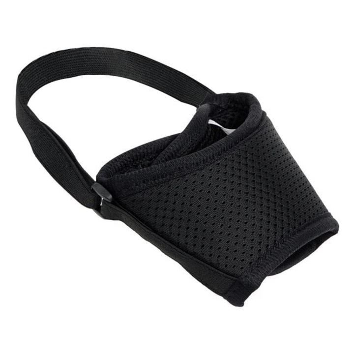 Fekete, állítható szájkosár tépőzáras pánttal és szíjjal kutyáknak (XL ANTBRO®)