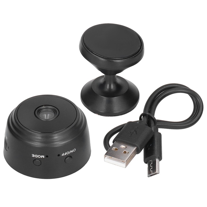 Camera video A9, inregistrare HD, viziune nocturna IR, 44x24mm, negru