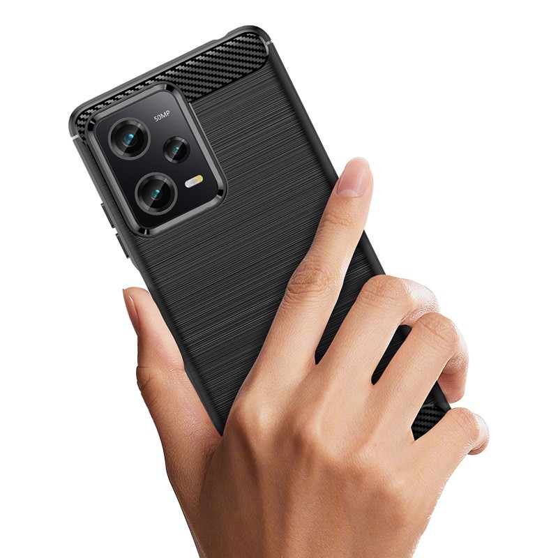 Husa de Protectie pentru Xiaomi Redmi 12 Pro, Flippy, Protectie 360, din TPU cu element de Carbon, Anti Alunecare, 1.8 mm, Negru