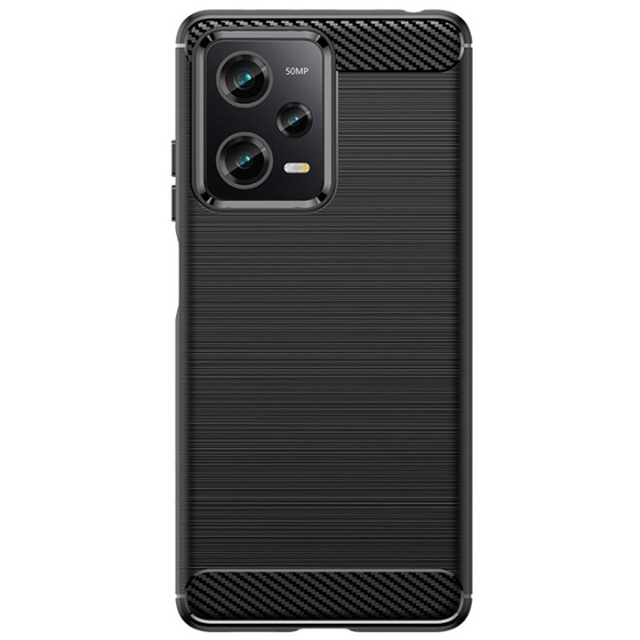 Husa de Protectie pentru Xiaomi Redmi 12 Pro, Flippy, Protectie 360, din TPU cu element de Carbon, Anti Alunecare, 1.8 mm, Negru