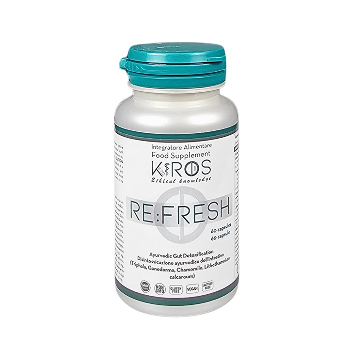 KIROS RE:FRESH, Supliment Natural Digestiv si Detoxifiant cu Ganoderma si Triphala, 60 Capsule