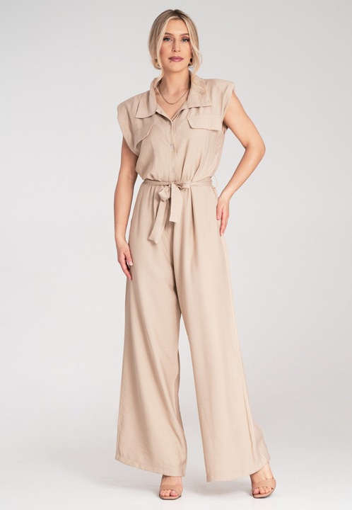 Salopeta eleganta Figl, bej, formala, din viscoza, One Size INTL