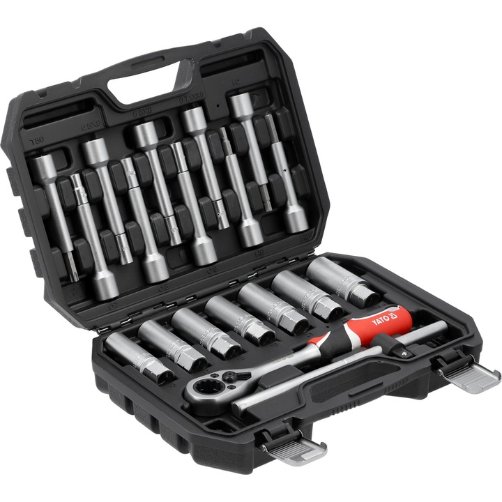 Set chei pentru amortizoare Toya, 19 piese, 1/2", 21 mm, din otel AISI S2 si CrV