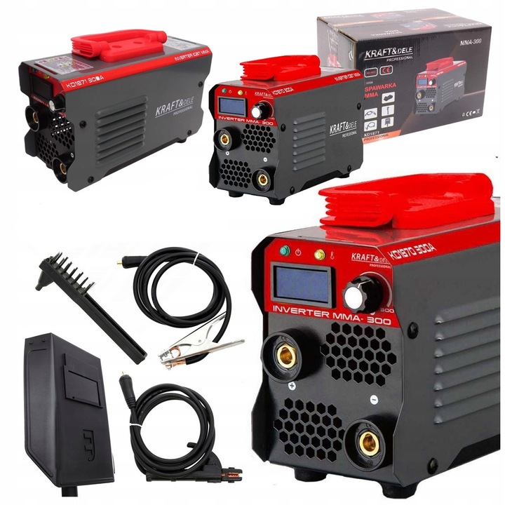 Inverteres hegesztőgép MMA 300A KD1871, 20-300A, 230V, 240x100x150mm, 3,5kg, komplett szett