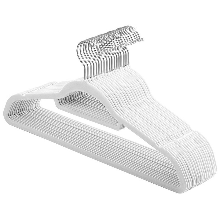 Set Umerase din Catifea, Antialunecare, VIELLAN, 10 Bucati, Design Ultra-Subtire, Alb, 42x21x0.6cm