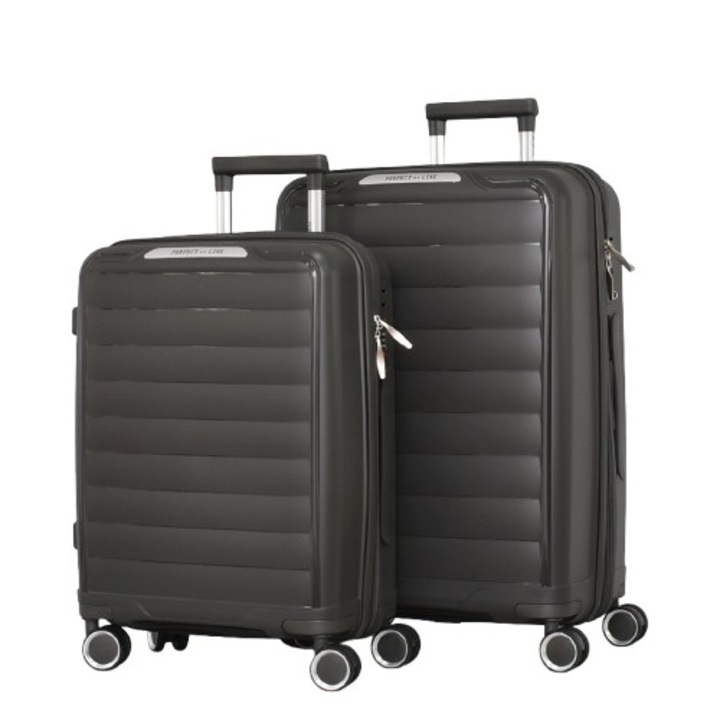 Set valize PERFECT++LINE PP 2332, Expander, 65/44/27 cm, Gri inchis, 2 bucati