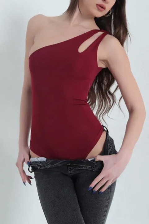 MUDA FASHION Асиметричен боди, Бордо