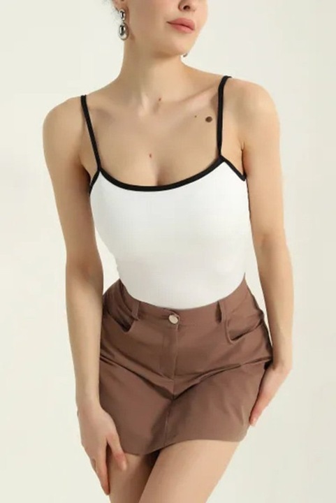 Боди с тънки презрамки, Бял