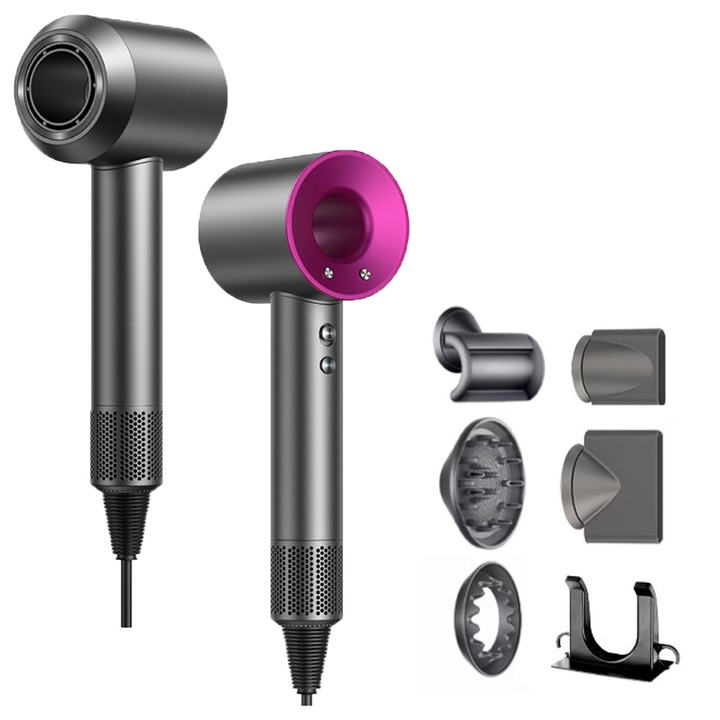 ANTCOOL Prémium hajszárító, 110 000 fordulat/perc fordulatszámmal, hajápolási technológia 200 millió negatív ionnal, 3 fokozatban állítható hideg/meleg levegő, 5 konverziós fej, 2000 W, Piros