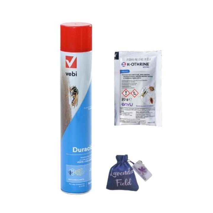 Insecticid Kothrine 20 gr anti insecte si spray viespi 750 ml si sac lavanda LF 10 gr