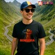 Tricou Romania pumn dreptate cu text, Barbat, 100% bumbac, Cri-Flo, Culoare Negru, Marime S
