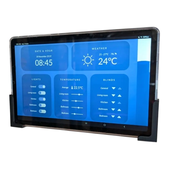 OEM Fali tablet tartó, univerzális, 12 mm, fekete, könnyen felszerelhető