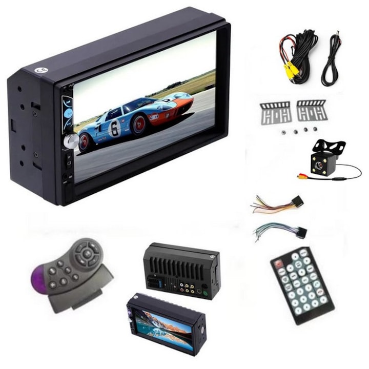 Navigatie SkyTechs® Ecran HD Touch 7" mirrorLink Video IOS / Android 2 x Usb control IR comenzi Volan MP5 auto receptor bluetooth touchscreen Divix AVI USB SD card suporti prindere camera 4 led