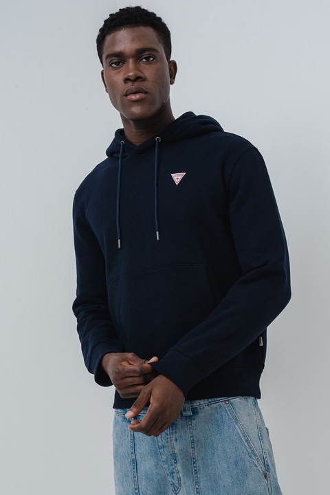 GUESS JEANS, Hanorac slim fit cu buzunar kangaroo, Albastru ultramarin