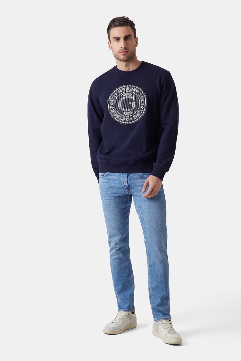 GUESS, Blugi slim-fit din amestec de lyocell, Albastru, W33-L32