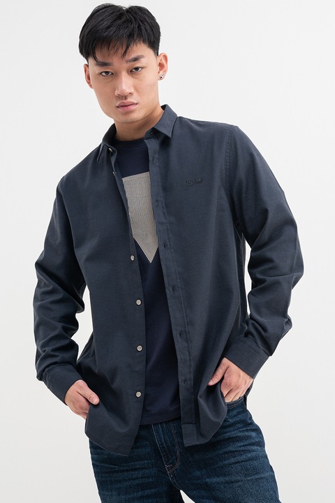 GUESS, Свободен памучен шакет, Tъмносив