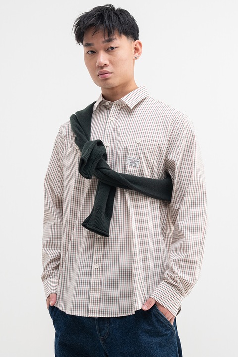 GUESS JEANS, Kényelmes fazonú kockás ing, Piros/Krémszín/Tengerészkék