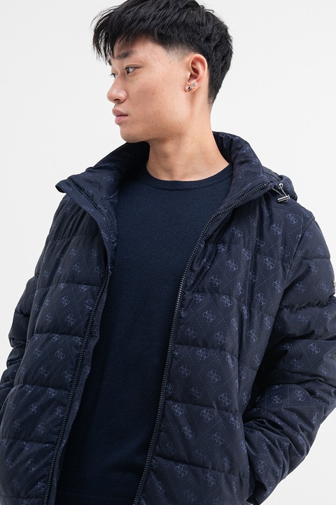 GUESS, Зимно яке с монограм, Тъмносин