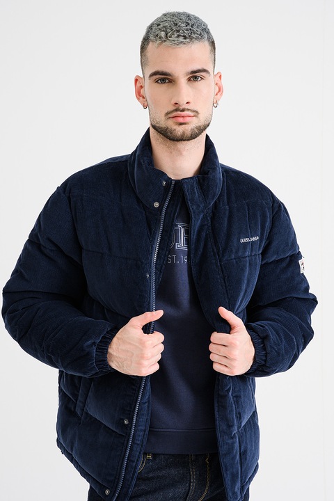 GUESS JEANS, Geaca matlasata din reiat, Bleumarin