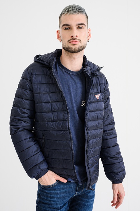 GUESS JEANS, Geaca cu gluga detasabila, Albastru indigo