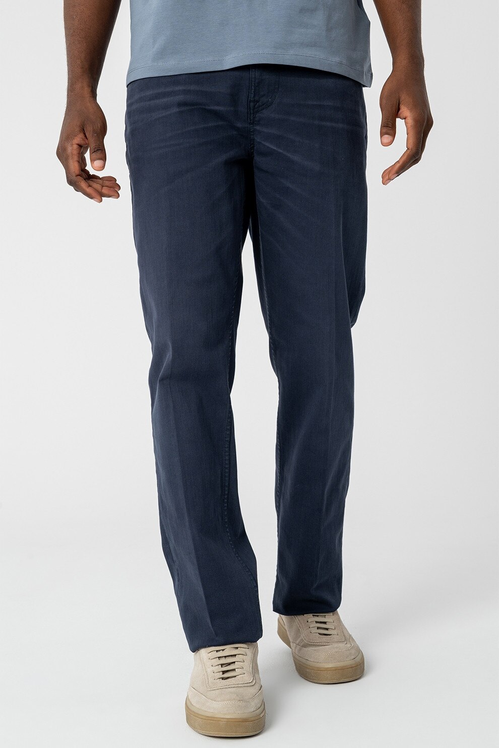 GUESS, Blugi din amestec de bumbac cu croiala dreapta, Bleumarin, W33-L32
