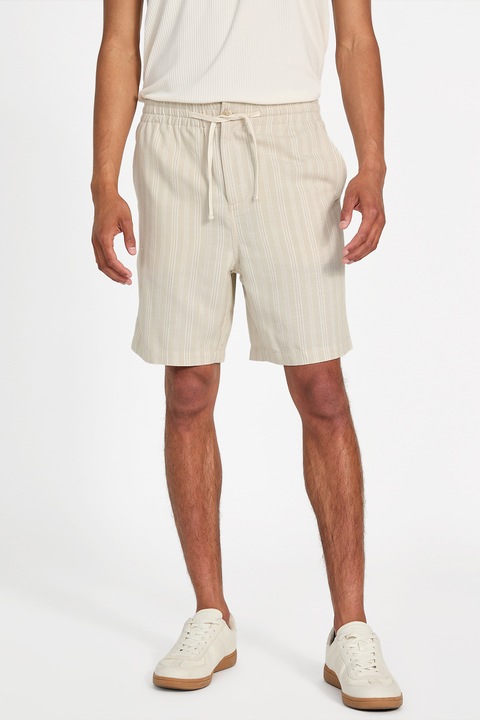 GUESS, Раирани бермуди с регулируема талия, Бежов, 32