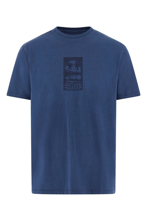 GUESS, Póló mintával a hátoldalán, Indigókék, 2XL