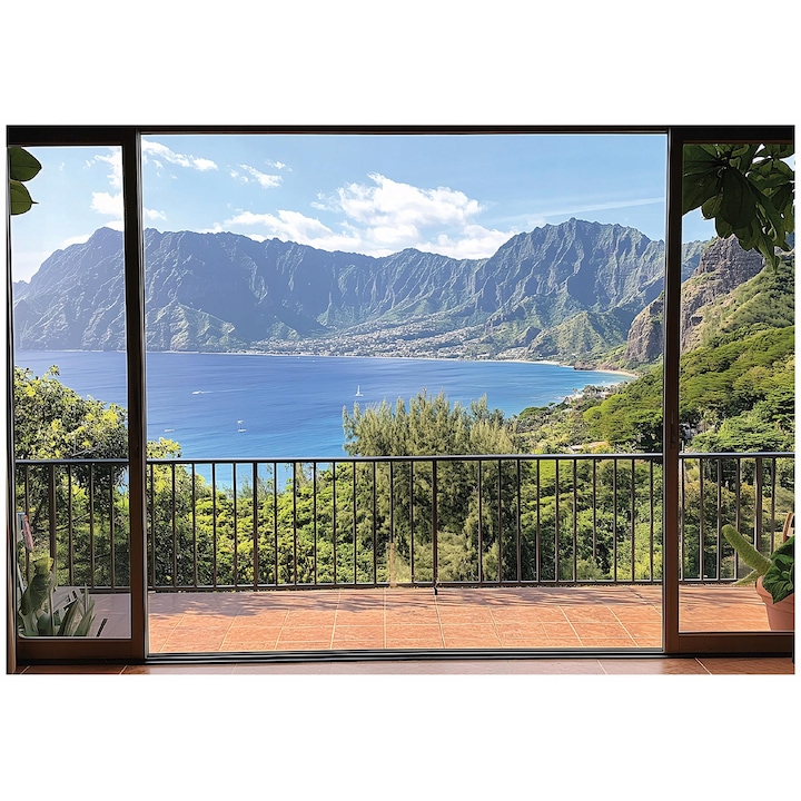 Fototapet, 3d, mare, fereastra, natura, modern, pentru perete, pentru camera, tapet, pentru living, perete, decorare, 400x280 cm, 15633VX8