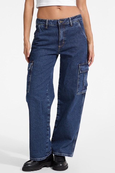 GUESS JEANS, Blugi relaxed fit de denim, Albastru melange
