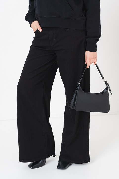 GUESS JEANS, Blugi cu talie medie si croiala ampla, Negru, W27-L32