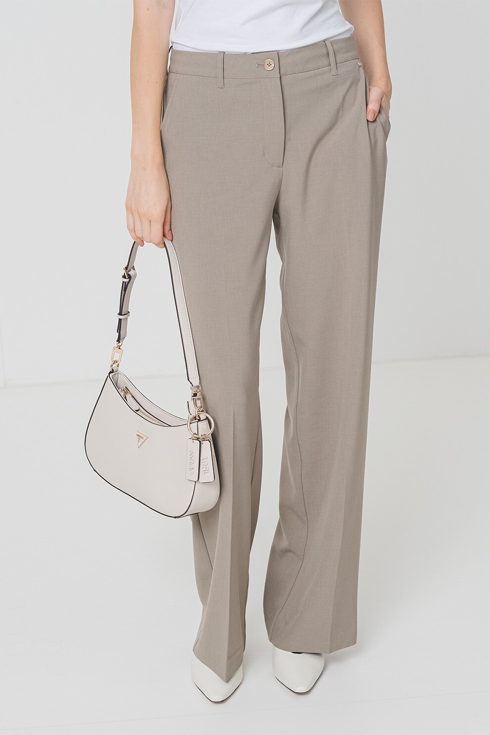 GUESS, Pantaloni eleganti drepti, Maro taupe deschis, XS