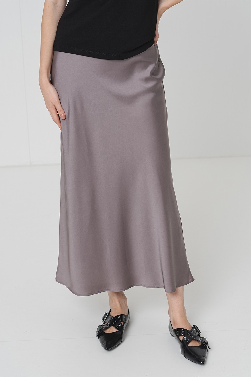GUESS, Fusta cu croiala pe bie, Maro taupe, XS