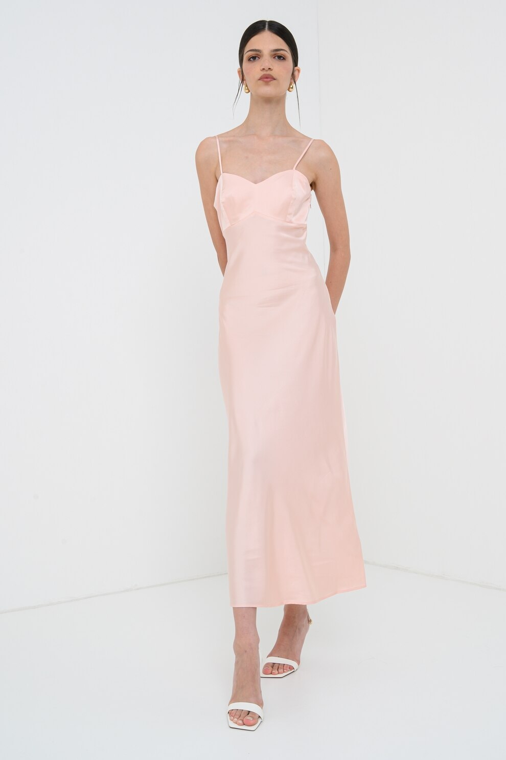 Guess Róz GUESS, Rochie lunga de satin, Roz pastel, S - eMAG.ro