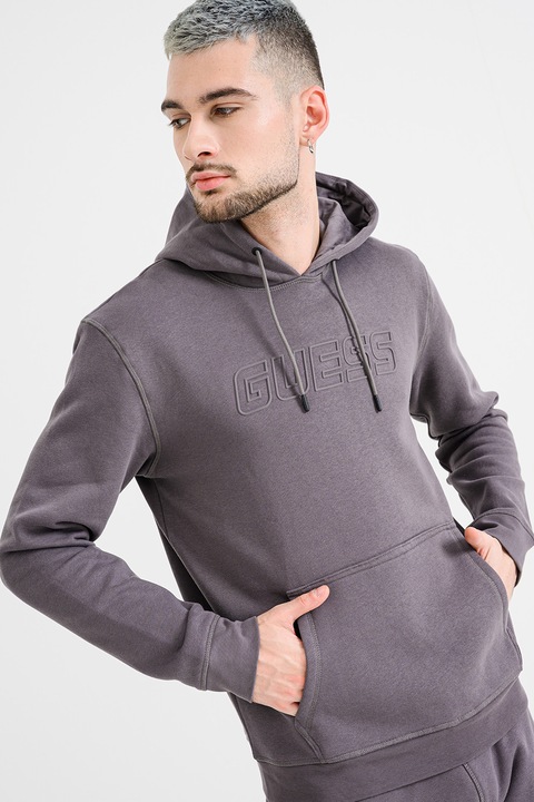 GUESS, Kapucnis sportpulóver kenguruzsebbel, Világoslila