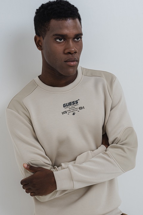 GUESS, Bluza de trening slim fit cu logo, Grej, 2XL