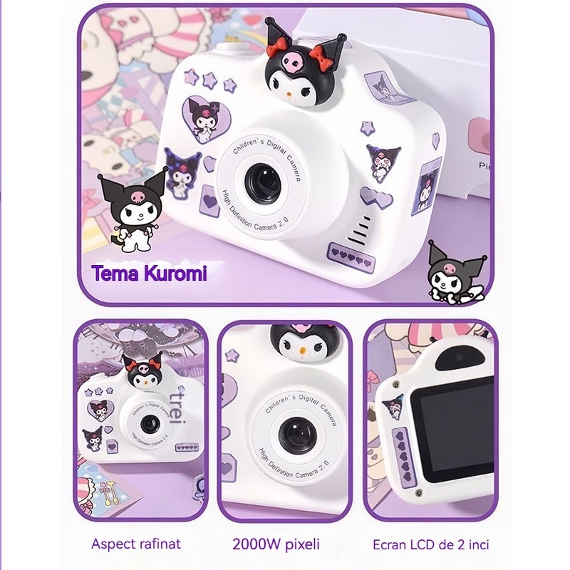 Camera Foto Digitala pentru Copii cu Autocolante Melody si Kuromi