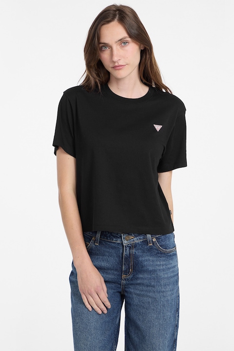 GUESS JEANS, Tricou lejer din bumbac, Negru, M