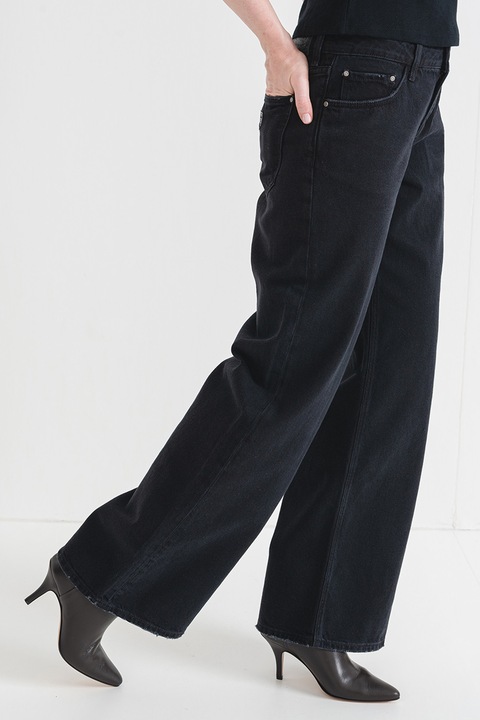 GUESS, Blugi ampli cu talie joasa, Negru