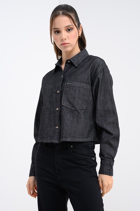 GUESS JEANS, Camasa relaxed fit de denim cu buzunare, Gri antracit