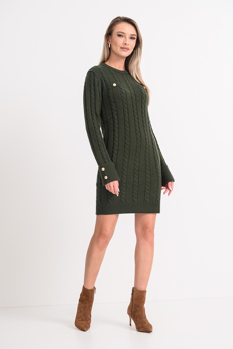 GUESS, Kötött gyapjútartalmú miniruha, Sötétzöld