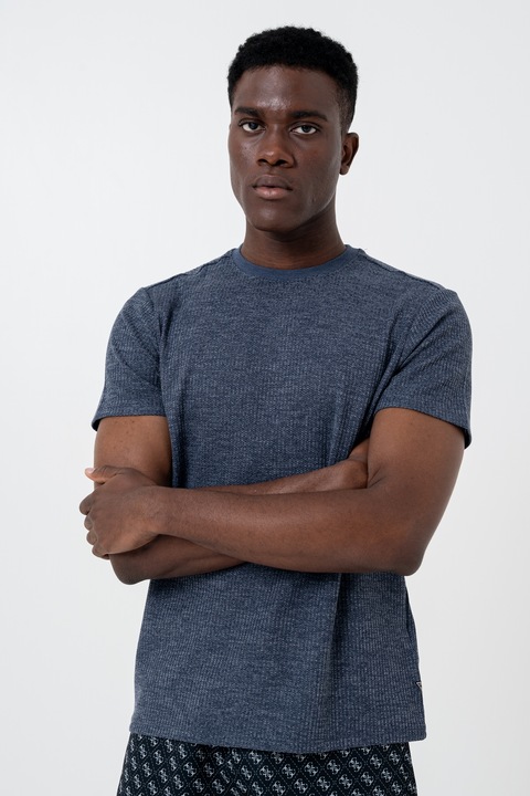 GUESS, Kerek nyakú póló, Melange kék, XL