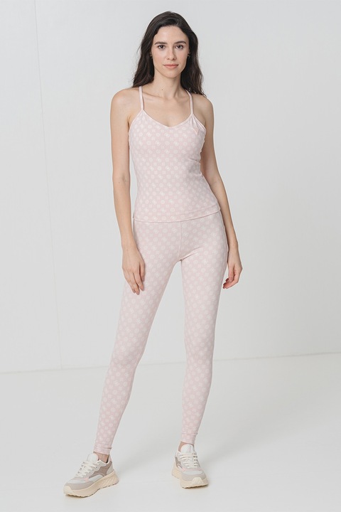 GUESS, Top slim fit pentru fitness, Roz pastel/Crem