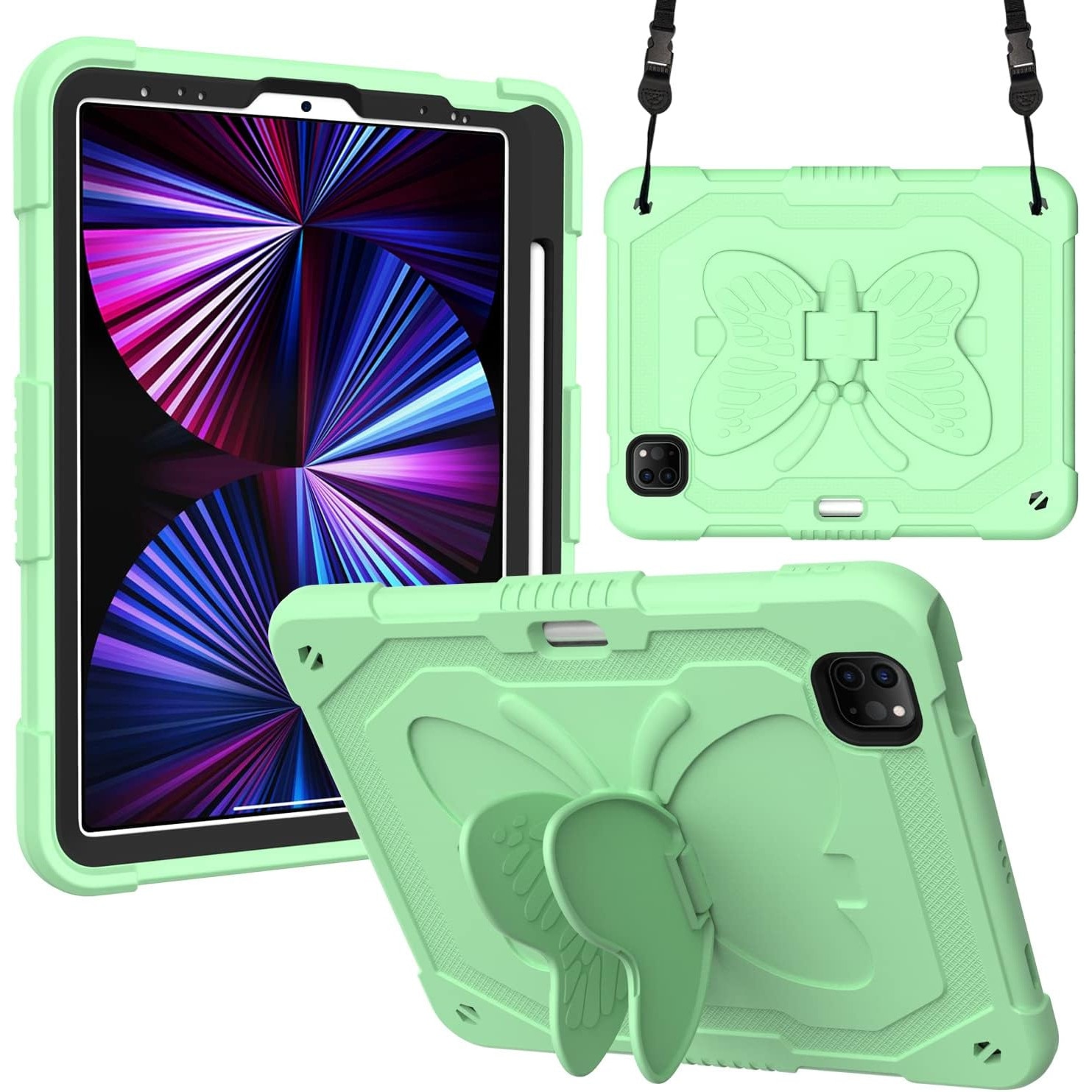Husa premium Sigloo pentru Apple iPad Air 11, Air 5, Air 4, (11/10.9 Inch) – Protectie Completa, Suport Creion, Stand Fluture, Curea, Verde