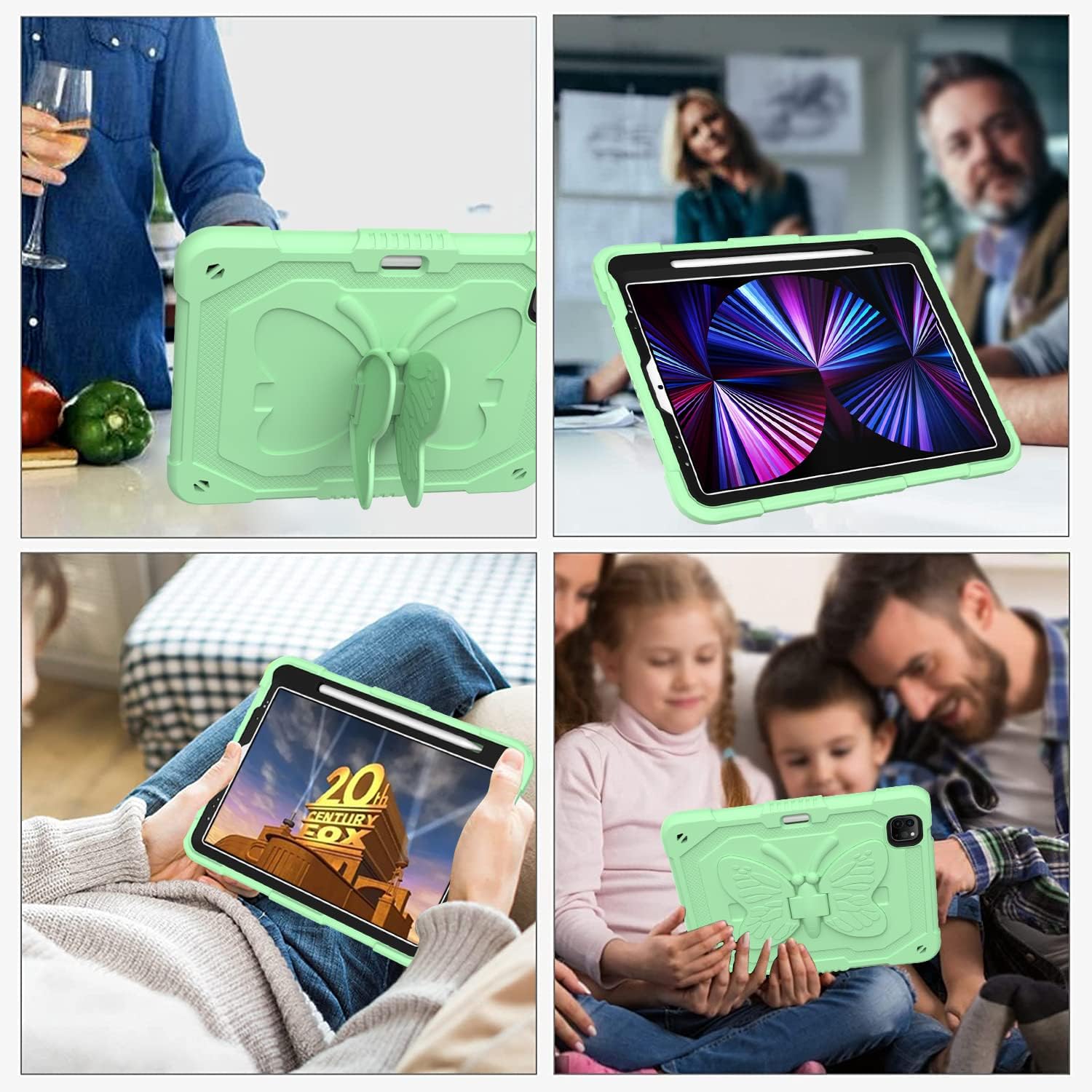 Husa premium Sigloo pentru Apple iPad Air 11, Air 5, Air 4, (11/10.9 Inch) – Protectie Completa, Suport Creion, Stand Fluture, Curea, Verde