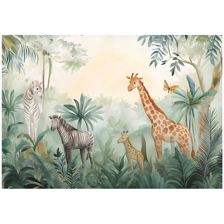 Fotótapéta gyerekeknek, állatok, erdő, modern, falra, tapéta, gyerekeknek, fal, dekoráció, 400x280 cm, 15637VX8