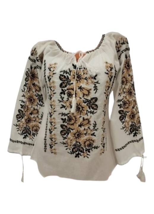 Ie traditionala, pentru dama, Bej-alb