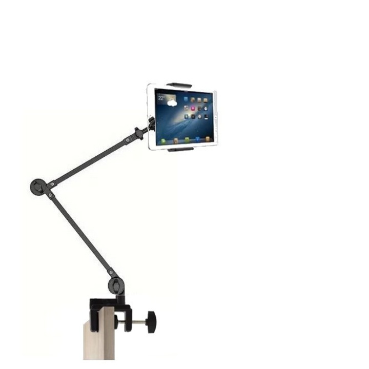Suport telefon si tableta SkyTechs® brat rezistent gat de rata rotativ la 360 reglabil intre 12-18 cm cu clema de montare pe masa 3-in-1 utilizare pe birou si langa pat